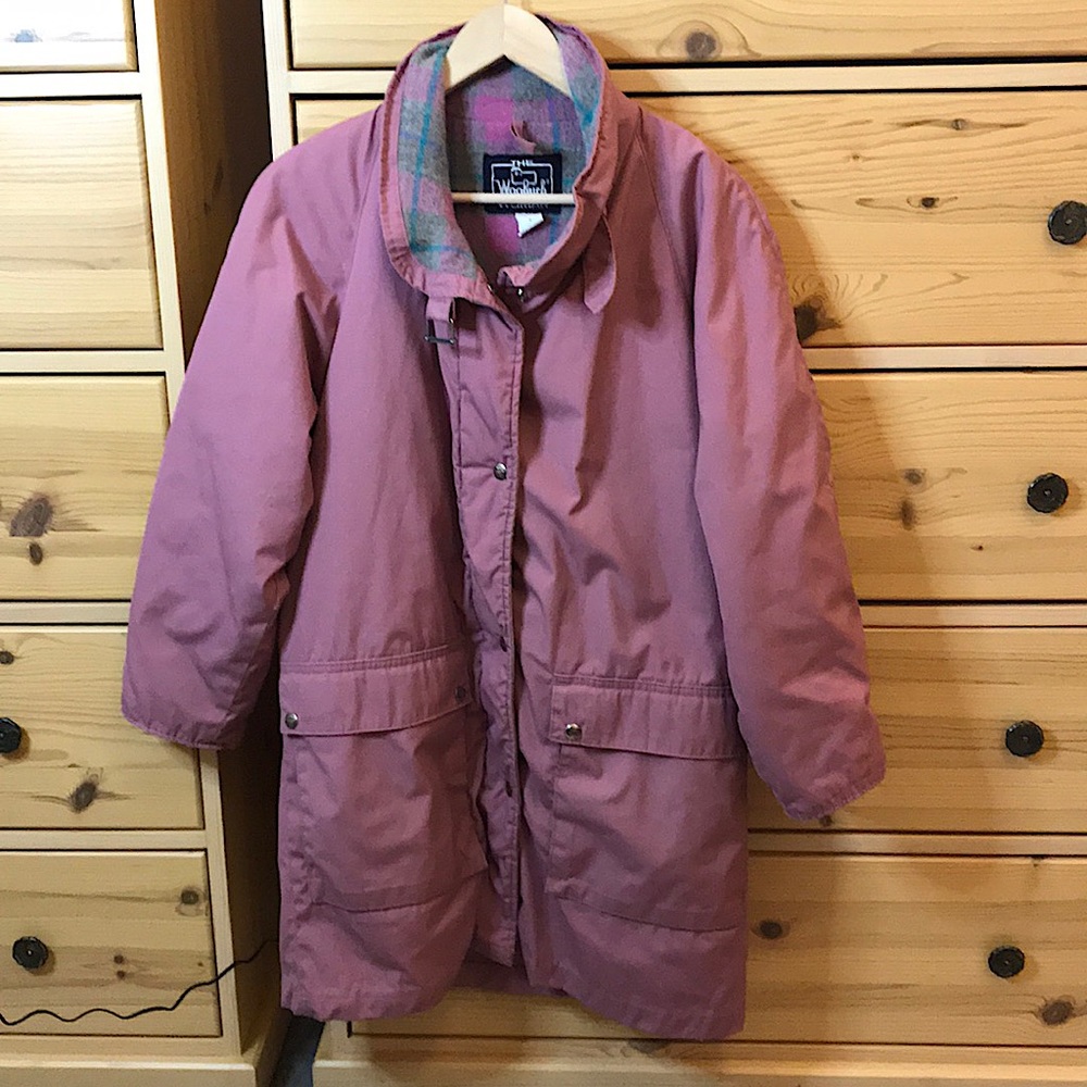 Vintage Woolrich Small Barn Field Chore Jacket Coat Pink Hooded USA Made